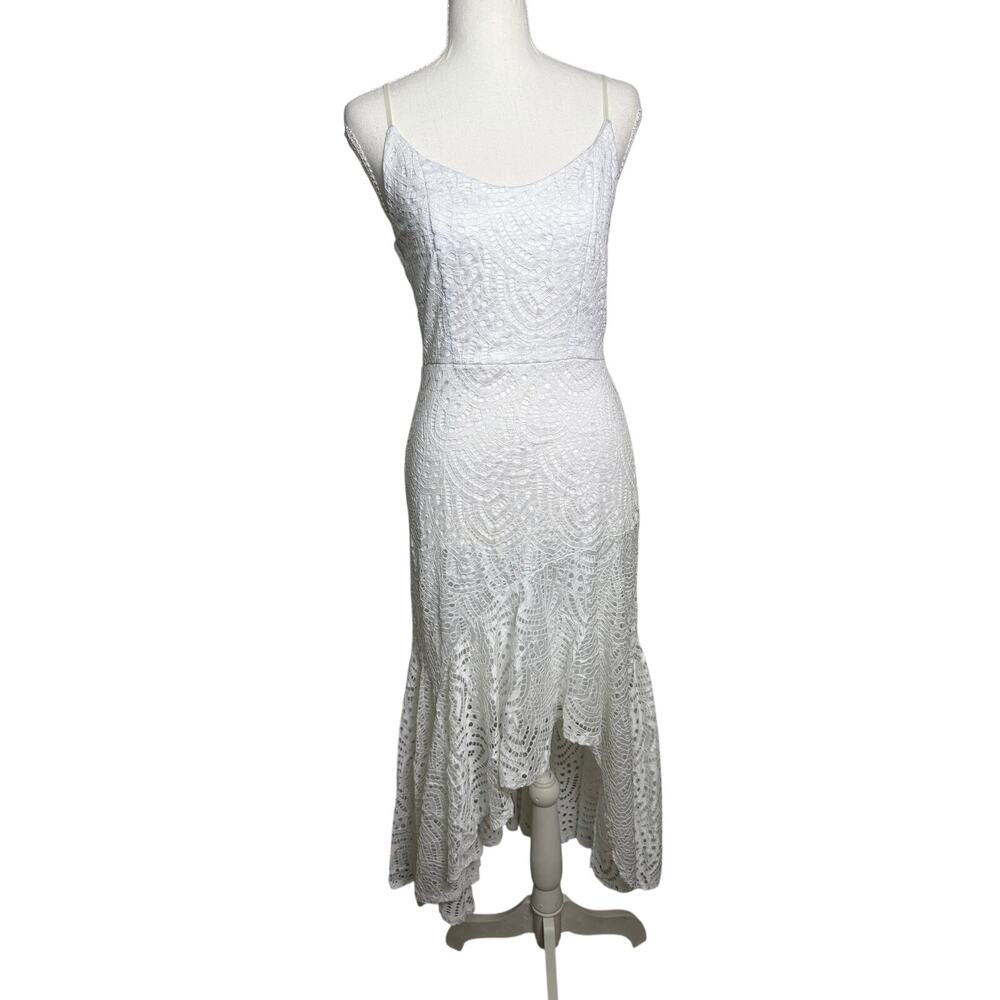 Emerald Sundae White Lace High Low Maxi Dress Women’s Medium